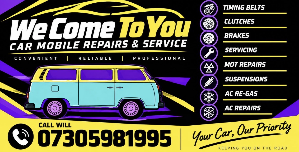 We Come To You mobile car repairs and service branding